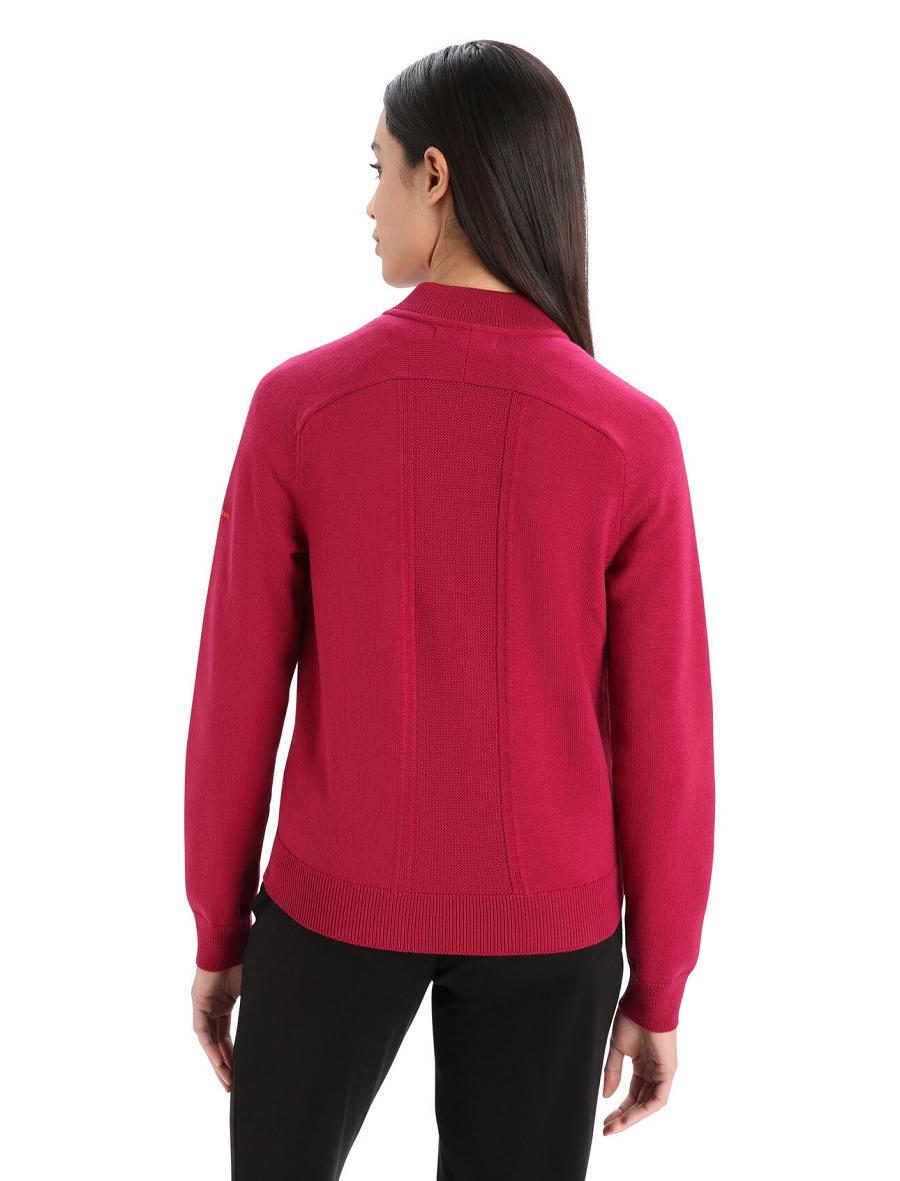 Cherry Women's Icebreaker City Label ZoneKnit™ Merino Insulated Knit Bomber Jackets | USA 1658CTVE